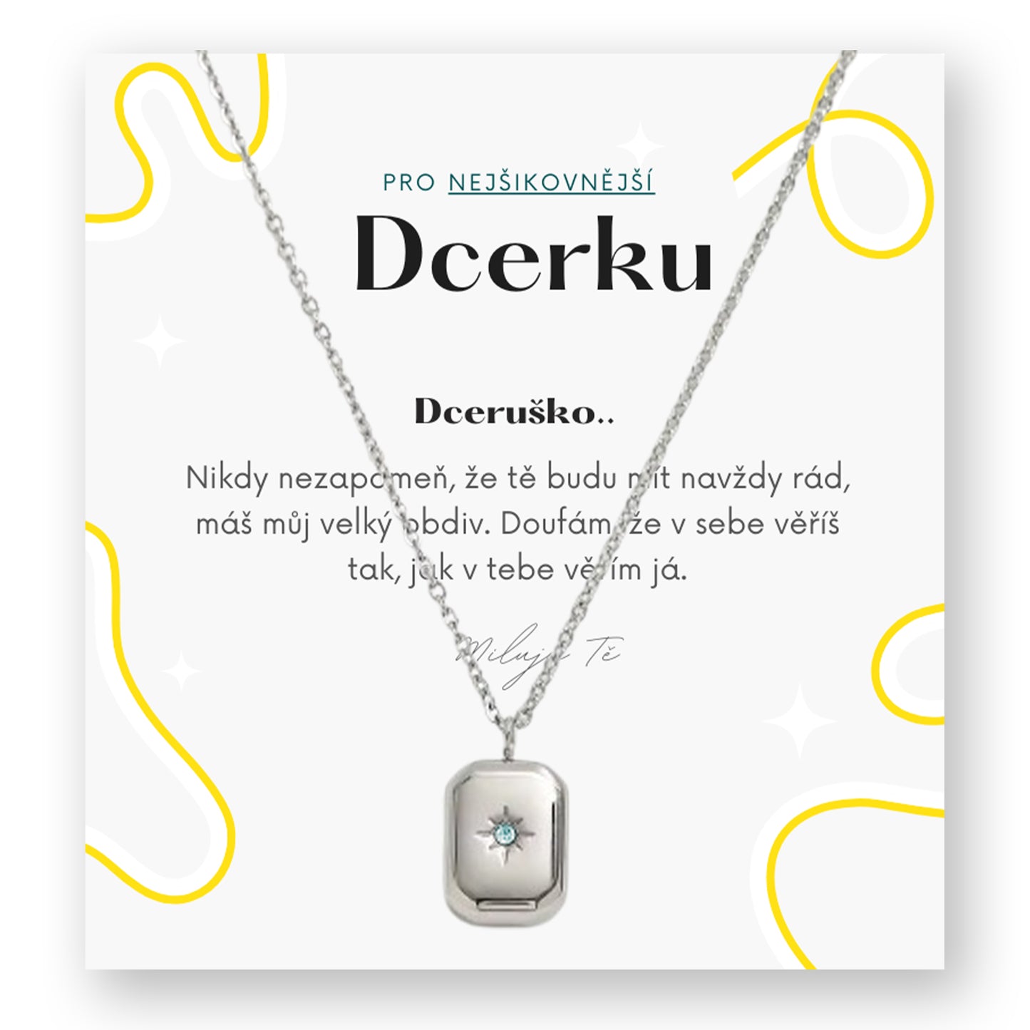 Sada pro dceru - Square silver řetízek