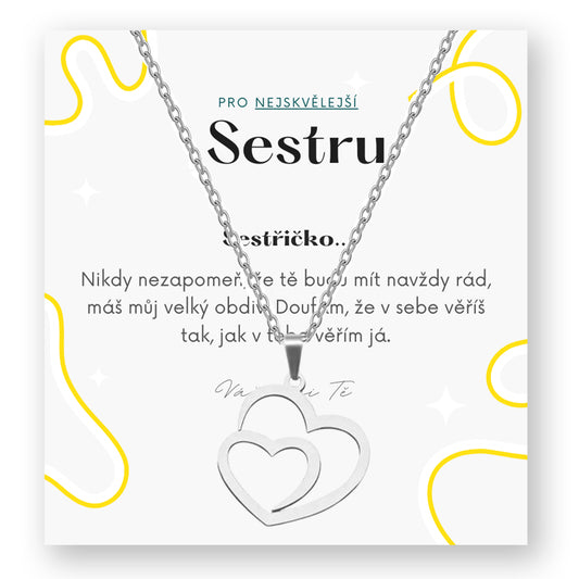 Sada pro sestru - Dvojité srdíčko řetízek