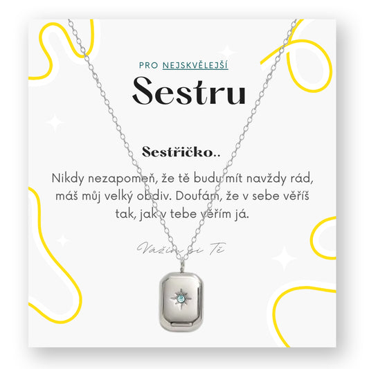 Sada pro sestru - Square silver řetízek